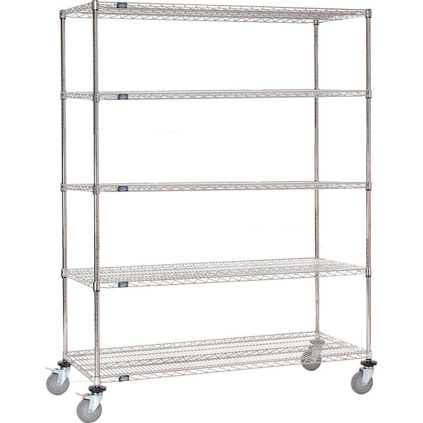 Nexel Chrome Wire Shelf Truck w/Brakes, 1200 lb. Capacity, 48inL x 24inW x 72inH 988128 - main